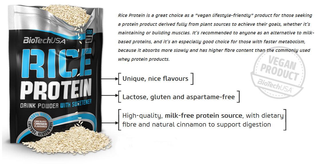 BioTech USA, Rice Protein, 500g Zone Nutrition