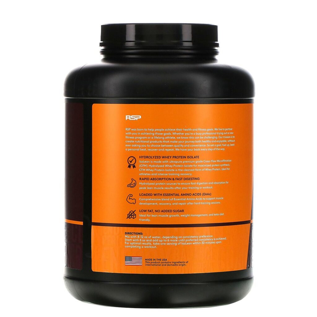 RSP Nutrition, ISOLEAN, Hydrolyzed Whey Isolate, 5 LB Zone Nutrition